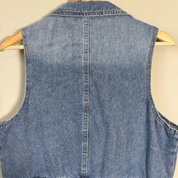 Joie Sleeveless Collared Button Up Denim Mini Dress Women's XL Blue Jean Country - Picture 10 of 11
